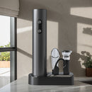 Conjunto de abridor de garrafas de vinho elétrico, saca-rolhas automático e dispositivo a vácuo para preservação.