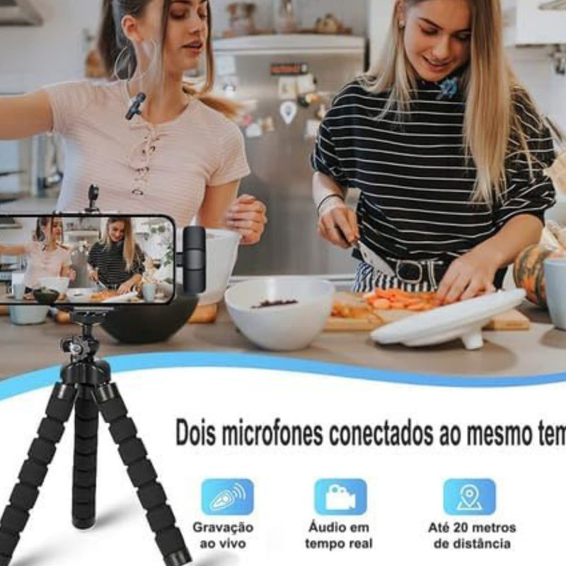 1 Microfone de Lapela sem fio, com captação 360º de longo alcance compatível com Android Usb Tipo C