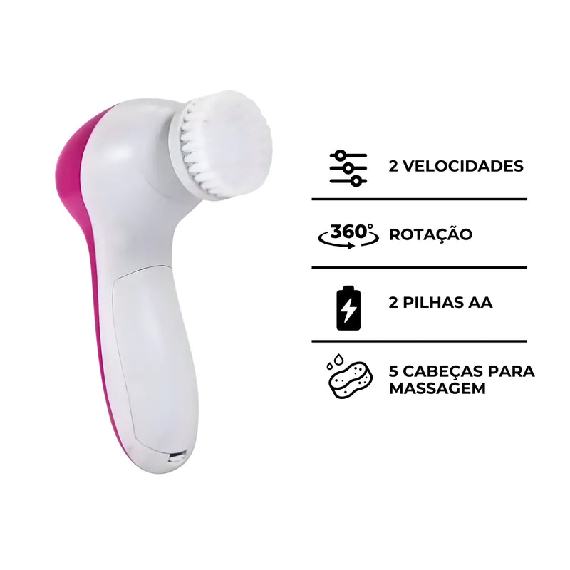Escova Facial Elétrica Portátil Esfoliante e Massageadora, acompanha 5 cabeças funcionais. FRETE GRÁTIS, APROVEITE!