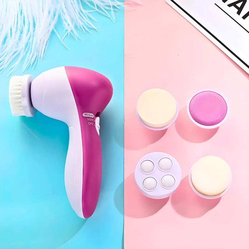 Escova Facial Elétrica Portátil Esfoliante e Massageadora, acompanha 5 cabeças funcionais. FRETE GRÁTIS, APROVEITE!