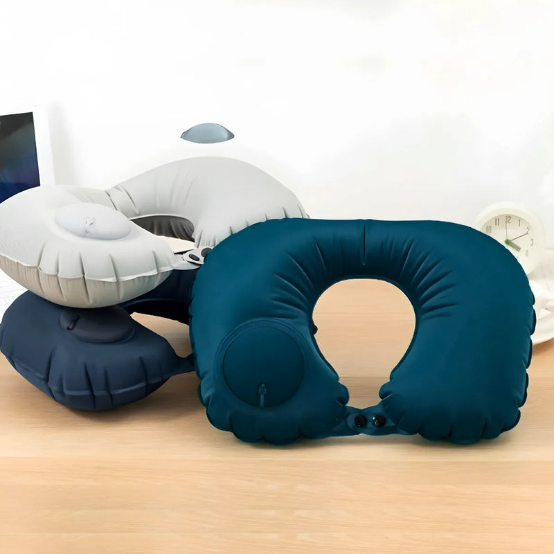 Travesseiro Almofada de Pescoço Inflável e Portátil - VERDE