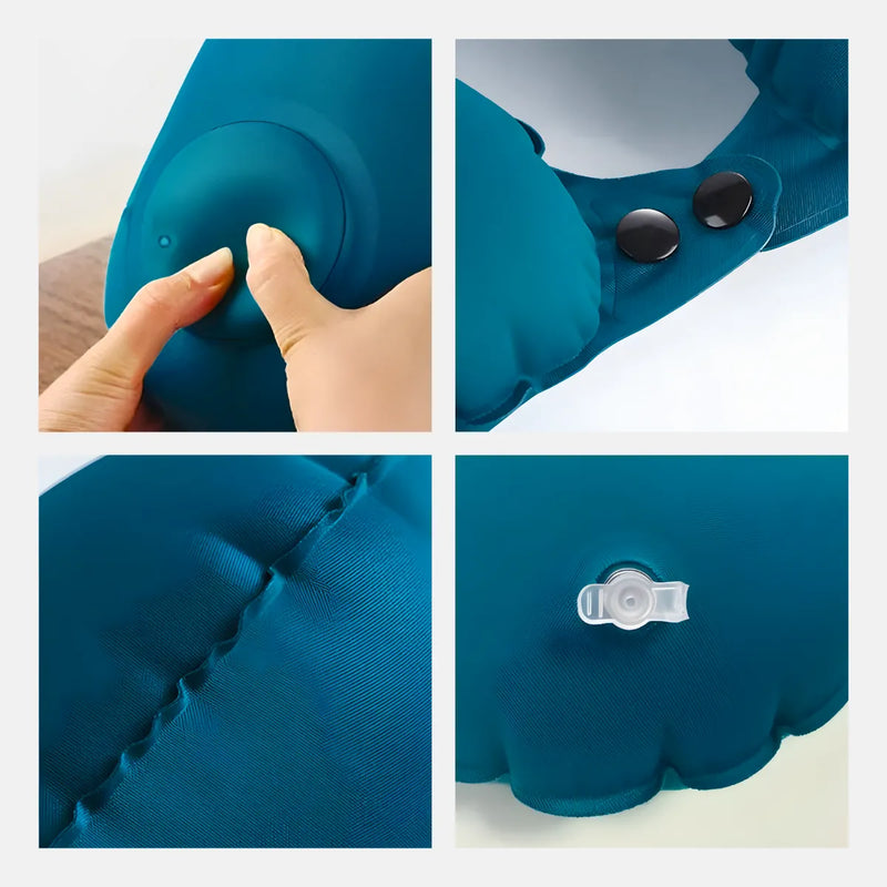 Travesseiro Almofada de Pescoço Inflável e Portátil - VERDE