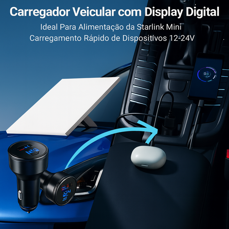Cabo Carregador Veicular Adaptador 3 Em 1 Starlink Mini 2 M