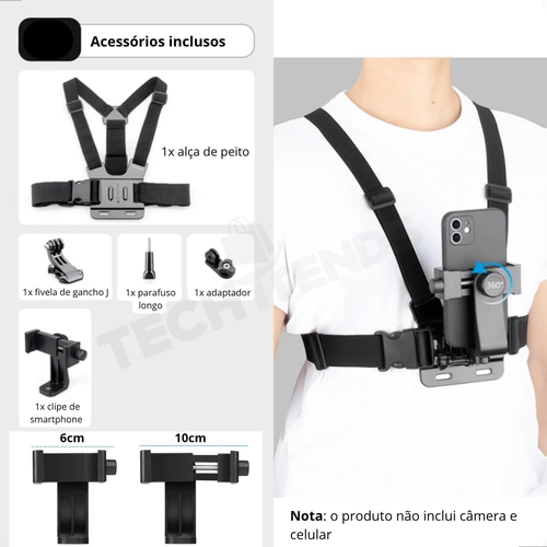 Suporte Peitoral Para Celular e Câmeras