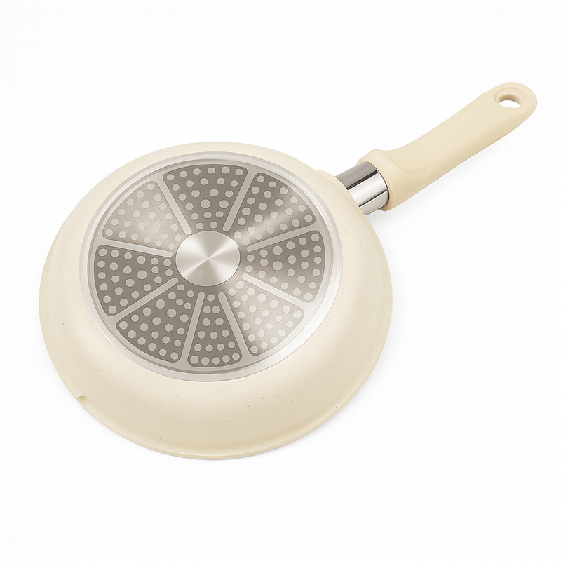 Conjunto de 18 peças de panelas e frigideiras antiaderentes em granito, com cabo removível e tampa de vidro.