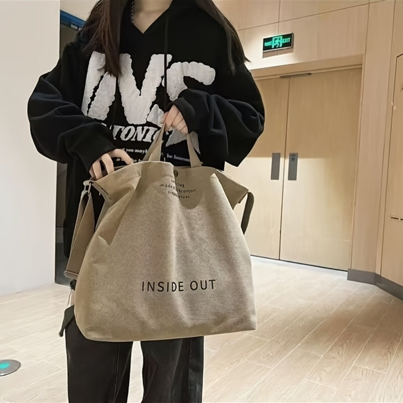 Bolsa Vintage grande de lona unissex com ziper “INSIDE OUT” – Material com Qualidade Premium