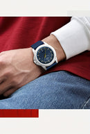 Relógio masculino de quartzo com pulseira de silicone (Azul / Amarelo) FRETE GRÁTIS *produto importado