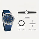 Relógio masculino de quartzo com pulseira de silicone (Azul / Amarelo) FRETE GRÁTIS *produto importado