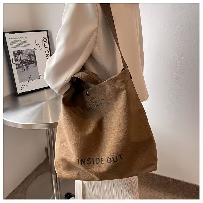Bolsa Vintage grande de lona unissex com ziper “INSIDE OUT” – Material com Qualidade Premium