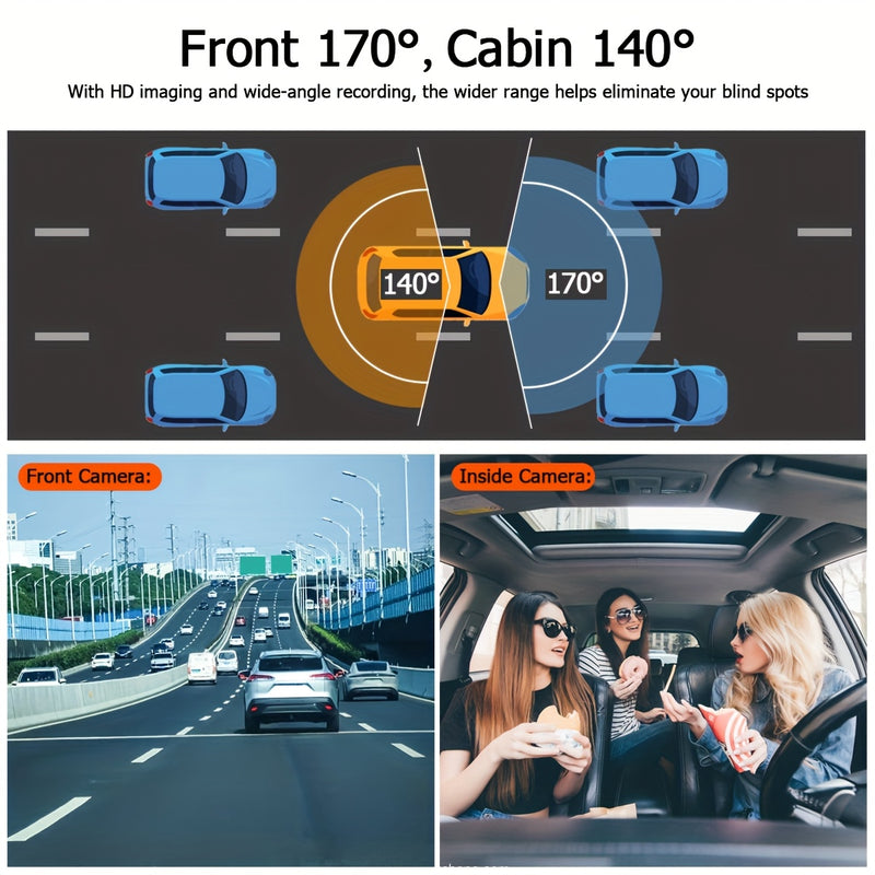 Câmera Automotiva Dupla Noturna ZKCAMSP. Câmera externa Full HD e interna HD, sensor de movimento, visão noturna de até 170º e gravação contínua.