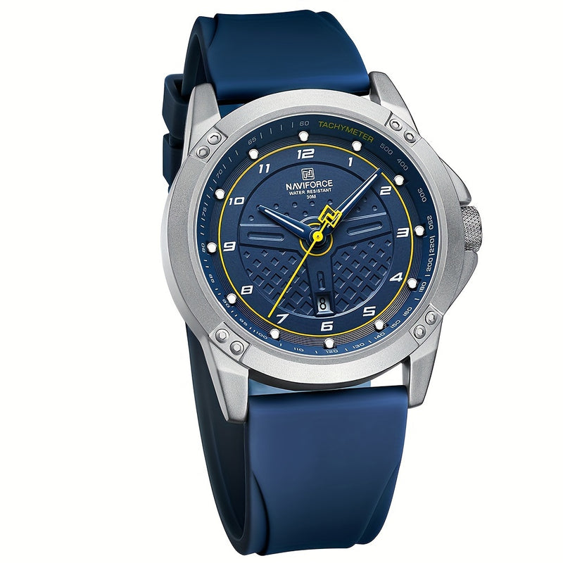 Relógio masculino de quartzo com pulseira de silicone (Azul / Amarelo) FRETE GRÁTIS *produto importado