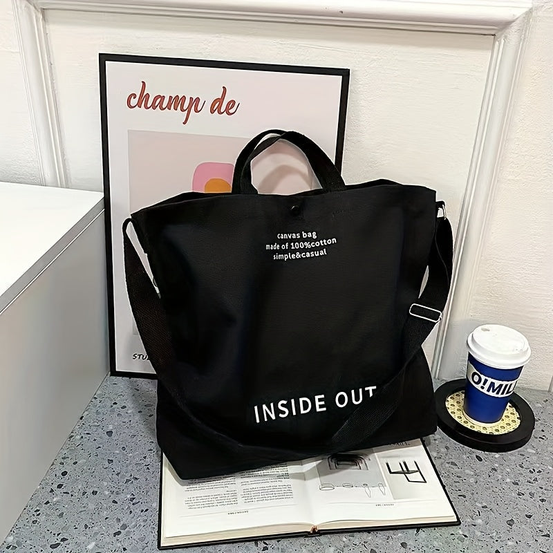 Bolsa Vintage grande de lona unissex com ziper “INSIDE OUT” – Material com Qualidade Premium