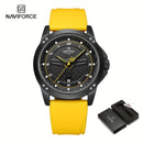 Relógio masculino de quartzo com pulseira de silicone (Azul / Amarelo) FRETE GRÁTIS *produto importado