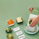 Fatiador e ralador multifuncionais em aço inoxidável, lâminas intercambiáveis, kit com 7 ferramentas manuais de cozinha para legumes.