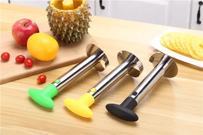 Cortador e descascador de abacaxi em aço inoxidável com lâminas afiadas para uso doméstico e profissionais de cozinha