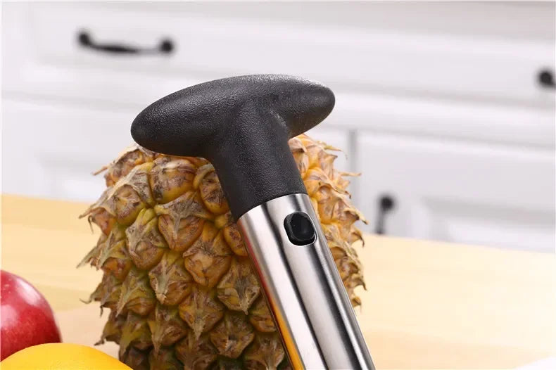 Cortador e descascador de abacaxi em aço inoxidável com lâminas afiadas para uso doméstico e profissionais de cozinha