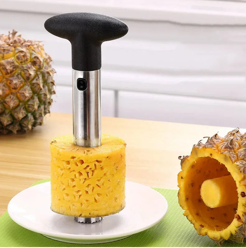 Cortador e descascador de abacaxi em aço inoxidável com lâminas afiadas para uso doméstico e profissionais de cozinha