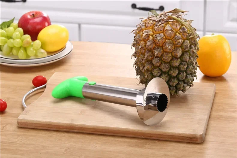 Cortador e descascador de abacaxi em aço inoxidável com lâminas afiadas para uso doméstico e profissionais de cozinha