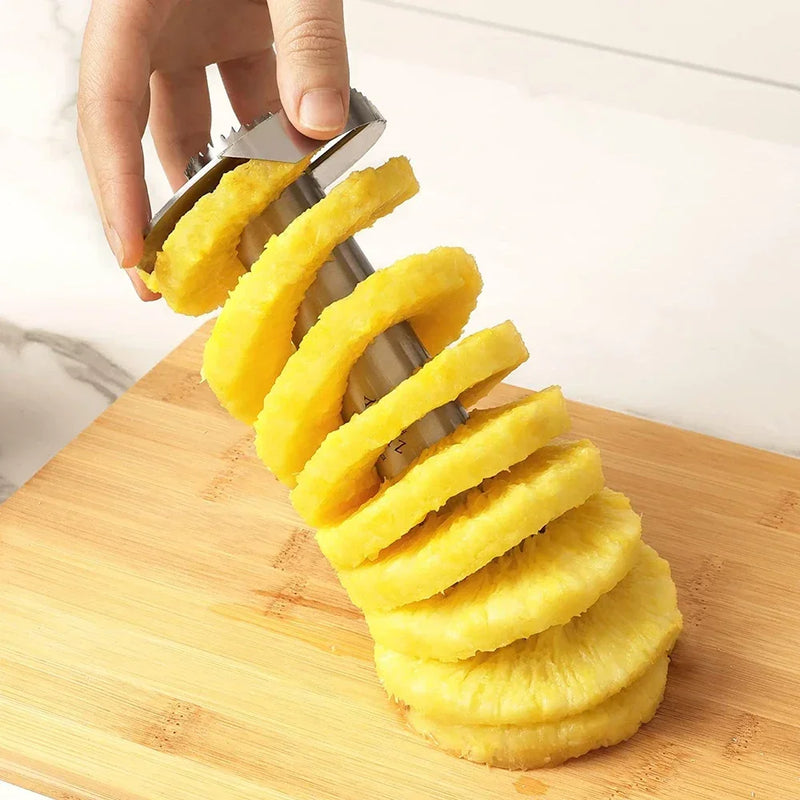 Cortador e descascador de abacaxi em aço inoxidável com lâminas afiadas para uso doméstico e profissionais de cozinha