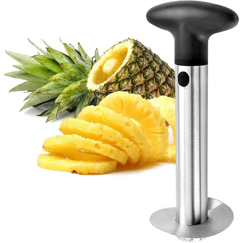Cortador e descascador de abacaxi em aço inoxidável com lâminas afiadas para uso doméstico e profissionais de cozinha