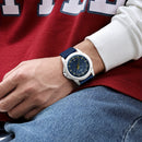 Relógio masculino de quartzo com pulseira de silicone (Azul / Amarelo) FRETE GRÁTIS *produto importado