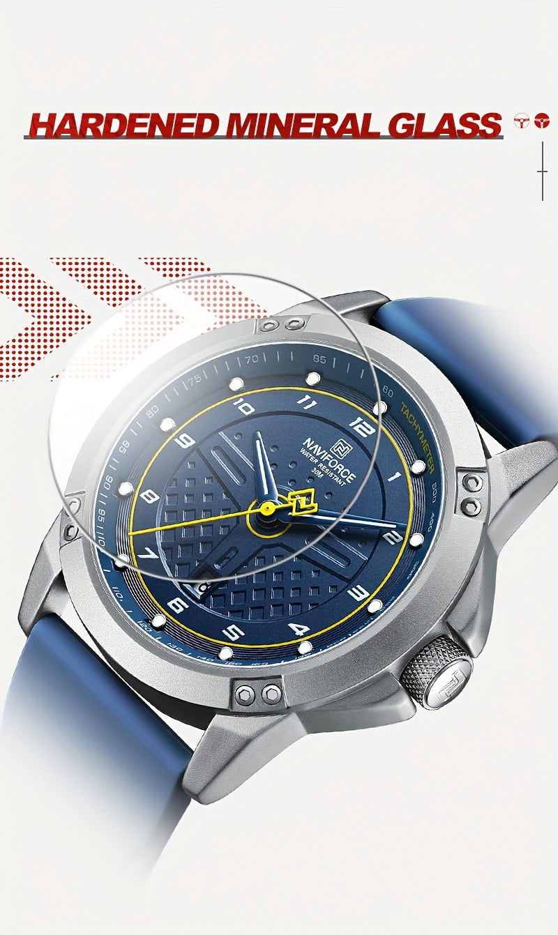 Relógio masculino de quartzo com pulseira de silicone (Azul / Amarelo) FRETE GRÁTIS *produto importado