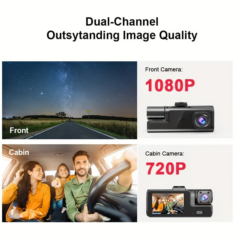 Câmera Automotiva Dupla Noturna ZKCAMSP. Câmera externa Full HD e interna HD, sensor de movimento, visão noturna de até 170º e gravação contínua.