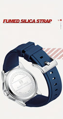 Relógio masculino de quartzo com pulseira de silicone (Azul / Amarelo) FRETE GRÁTIS *produto importado