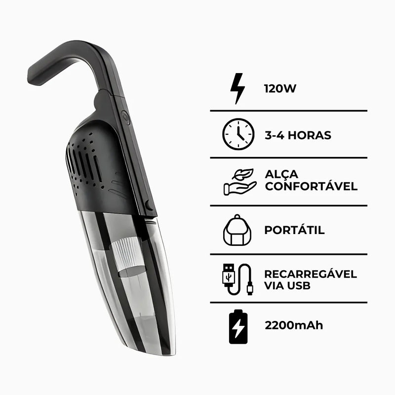 Aspirador de Pó Sem Fio Portátil para Casa e Carro