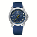 Relógio masculino de quartzo com pulseira de silicone (Azul / Amarelo) FRETE GRÁTIS *produto importado