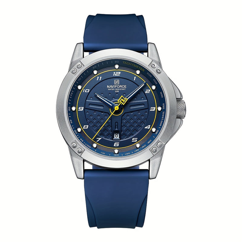 Relógio masculino de quartzo com pulseira de silicone (Azul / Amarelo) FRETE GRÁTIS *produto importado