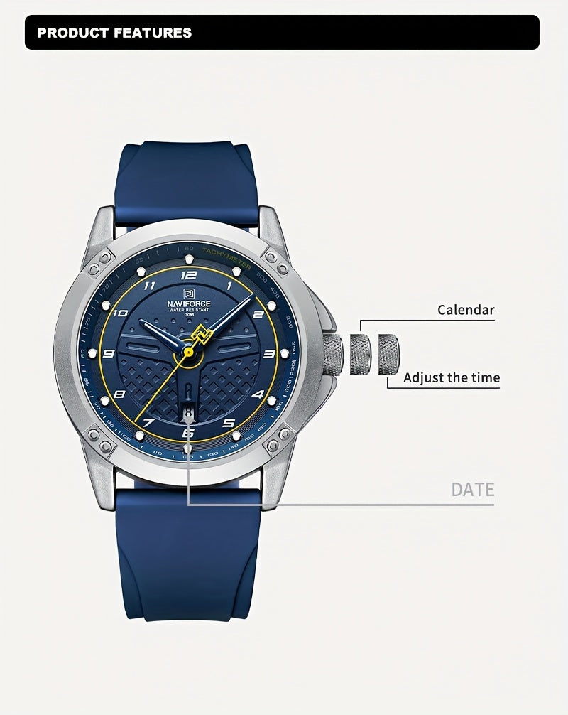 Relógio masculino de quartzo com pulseira de silicone (Azul / Amarelo) FRETE GRÁTIS *produto importado